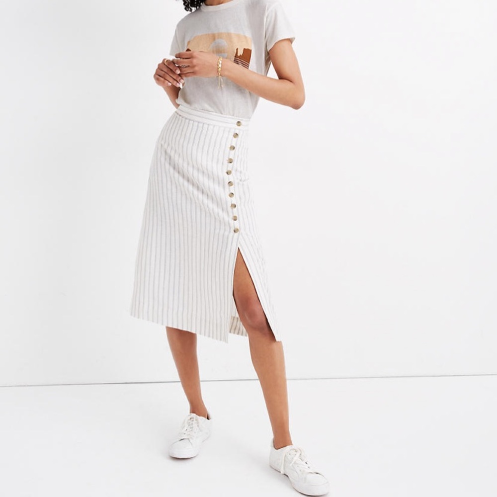 High Waist Linen Skirt